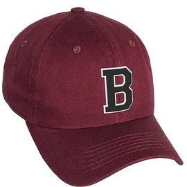 Daxton Classic 3D Varsity White Black Initial A to Z Letters Baseball Cap Dad Hat, Burgundy Hat Letter B