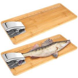 Leriton 2 Pcs Fish Cleaning Board Fish Fillet Board with Clamp Cutting Pad Cleaning Kit Portable Measure Tool Fishing Gifts for Men Easy Filleting Man Woman