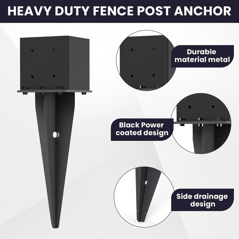 1 Pcs 6"x6" Fence Post Anchor Ground Spike 22"(Actual 5.6"x5.6")