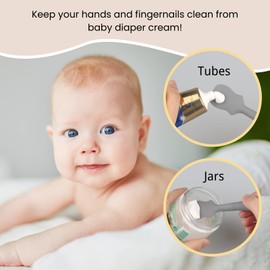 Nearbyme 3 Pack Baby Diaper Cream Brush, Diaper Cream Spatula Applicator Silicone Baby Butt Paste Spatula for Babies, Newborn (3Pack, Gray/White/Blue)