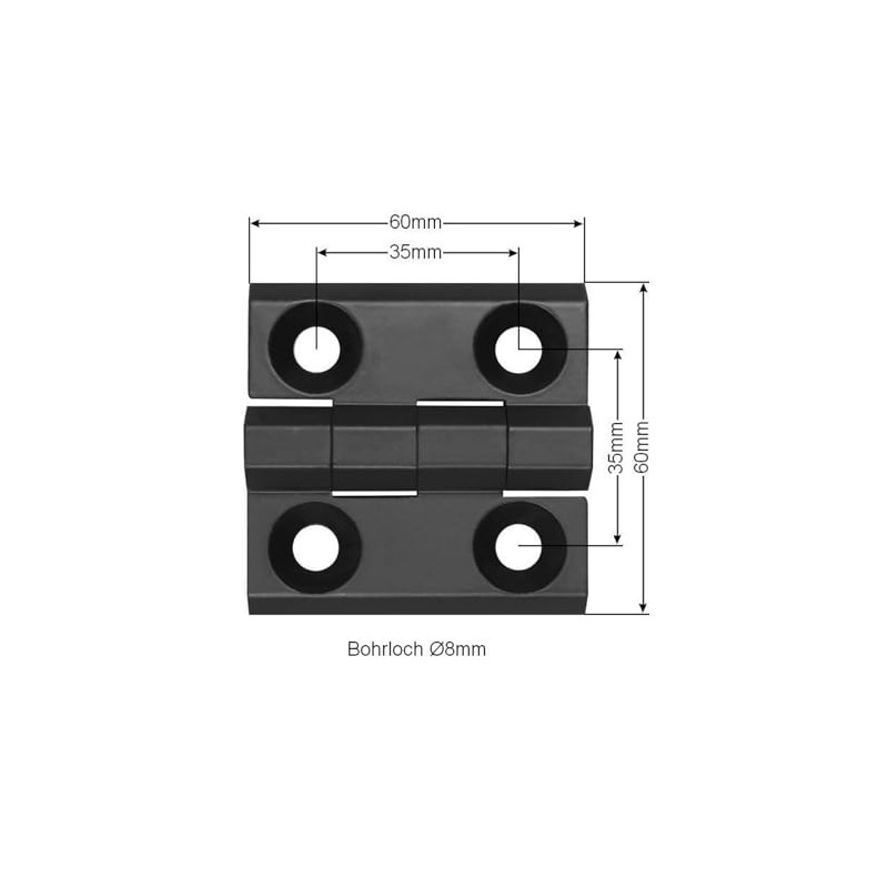Pack of 4 Metal Hinges 60 x 60 mm Folding