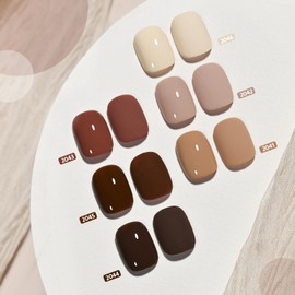 GAOY Nude Brown Fall Gel Nail Polish Set, 6 Colors White Beige Dark Tan Taupe Soak Off UV Light Cure Gel Polish Kit for Salon and Nail Art DIY at Home