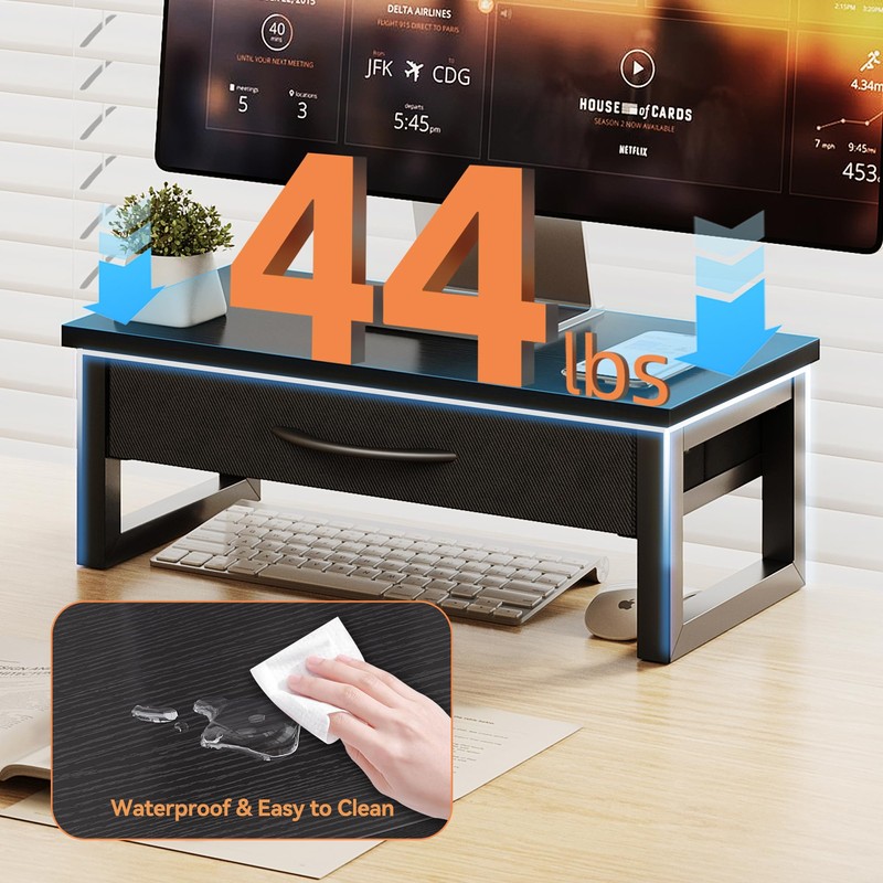 Computer Monitor Stand Riser, Desk Organizers and Accessories with Drawer,