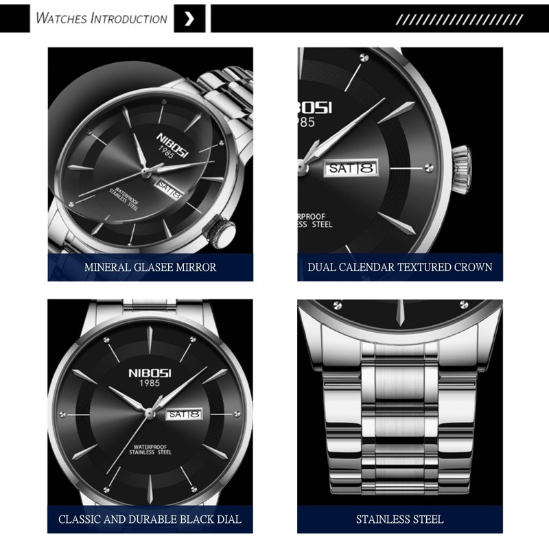 NIBOSI Watches for Men Quartz Analog Watch for Business, Sports