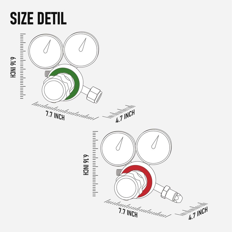 RX WELD Oxygen and Acetylene Regulators CGA540 and CGA510- Compatible