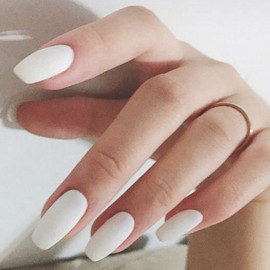 Market Sensitivity Matte One Color Nail Tips, 4 Pieces, Ballet White / 마켓감성 매트 원컬러 네일팁, 4개, 발레 화이트