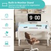 Lufeiya Small White Desk with LED Lights and Power Outlets,