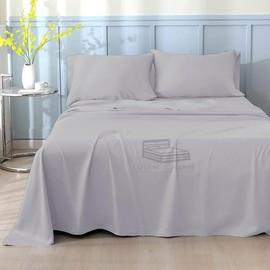 RV Sheets 100% Egyptian Cotton - RV King 72" x 80" Premium Quality 4PC Sheets for Campers - 400 TC Light Grey Solid with 6-10" Deep Pocket Premium Quality Camper Sheets Custom Rv Sheets Best Rv Sheets