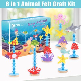 Coola Sea Animal Craft Kit Set for Preschool Kids - Educational Marine Life Kit with Felt & Wood for Ages 3-8, Fun & Easy DIY Activity for Boys & Girls, Pack of 6