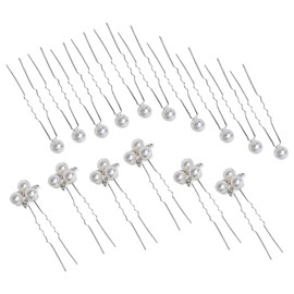 Pearl Pins, Hair Ornaments, Headdress, Hair Accessories, Large and Small Pearl Design, Suitable for Weddings, Graduation Ceremonies, School Entrance Ceremonies, etc.), Hairpin Hair Ornament, Pearl (Y & R) (Set of 16)