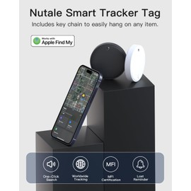 Nutale 2025 Air Tracker Tags[Apple MFi Certified，iOS Only] Works with Apple Find My APP, Key Finder Item Locator Worldwide Tracking for Luggage, Backpack, Car, Pet, Wallet, Bicycle(4-Pack)