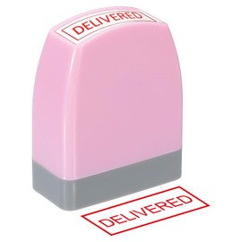 PATIKIL Delivered Notice Stamp Self Inking, Red Ink Office Stamps Pre Inked Message Stamp Refillable Business Stamp, Pink