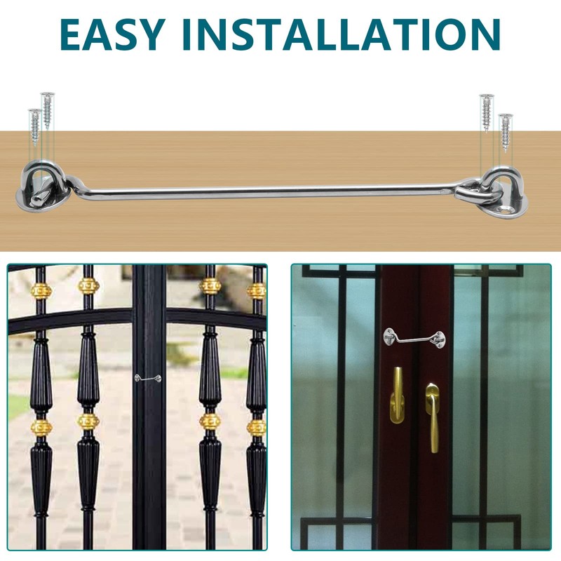 LDEXIN 2 Pack 12 Inch Gate Hook and Eye Latch