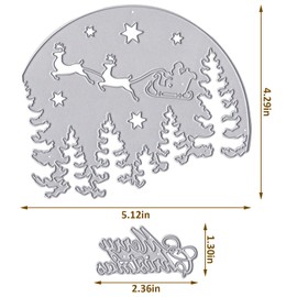 Hying Christmas Trees Cutting Dies for Card Making, Xmas Sleigh Die Cuts Christmas Words Dies Stencils Embossing Template for Craft Scrapbooking DIY Photo Album Decorations
