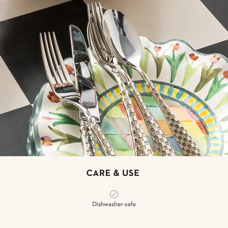 MACKENZIE-CHILDS 5-Piece Flatware Set, Cute Silverware Set with Salad Fork,