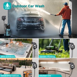 Upgrade Deep Outdoor Socket, Waterproof IP66, Surface-Mounted Socket with Switch Lamp, Garden Socket, Electric Outdoor Power, Lockable, Wall Socket, Single Housing, Black