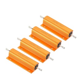 PATIKIL 100 W 2.5 Ohm Resistance Assortment Kit Aluminium Housing Resistors Set, 4 Pieces Aluminium Resistor Set with Screws Wire Resistors Resistor Kit with 5% Tolerance, Golden