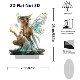 ANNUOZE Fairy Desktop Ornament, Acrylic 2D Flat Butterfly Elf Tabletop Decoration, Home Study Room Bookshel Office Creative Decor Supplies (A)