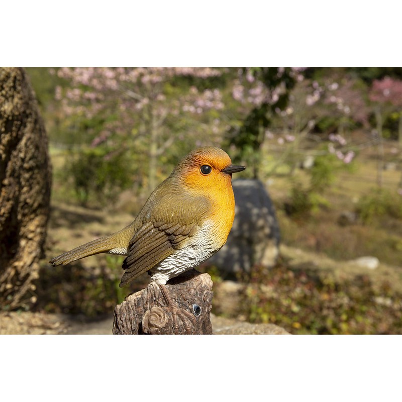 Hi-Line Gift Ltd. Motion Activated Singing Robin ON Stump, Brown;