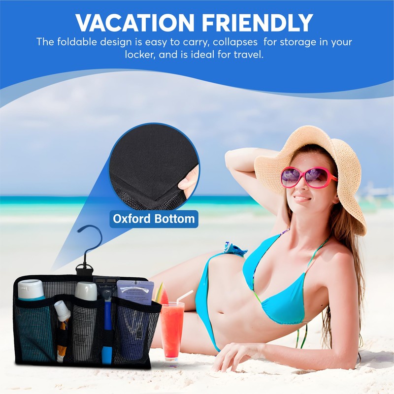 Hangable Mesh Shower Travel Kit Caddy - Large Capacity Travel