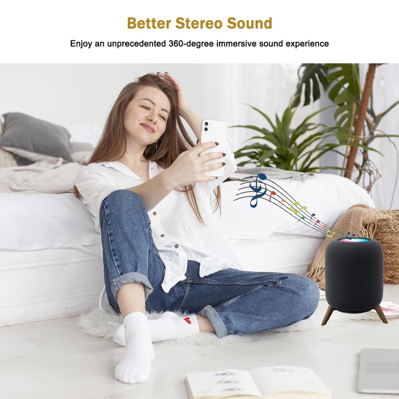 Real Wood Desktop Tripod Stand for HomePod 1 and Homepod