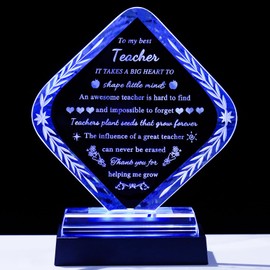 Teacher Appreciation Gifts - Teacher Gifts for Women Men Plaques with Light Base - Thank You Teacher Gifts for Teachers Day Christmas Thanksgiving