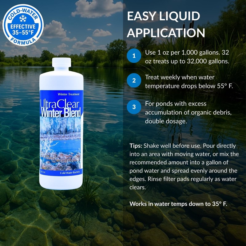 UltraClear Winter Blend Liquid 32oz – Natural Cold-Water Pond Clarifier
