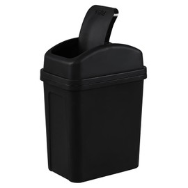 Loiycg 7 L Black Swing Lid Garbage Can, Small Plastic Trash Bin for Bathroom, Living Room, Office, 1 Pack