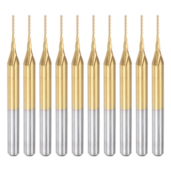 sourcing map 10Pcs 0.6mm Titanium Coat Carbide End Mill Engraving