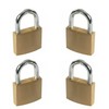 Dapetz ® Pack of 4 Brass Small Padlocks with 3