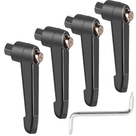 Rybtd Set of 4 Adjustable Clamping Lever Handles, Stainless Steel, M6 Internal Thread, Tension Lever, Black, Machine Handles with Angle Screwdriver for Welding Machines, Pressure Equipment