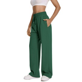 Sleep Lounge Shockcord Drawstring Cotton Maternity Sweatpants Plus Size Jogger Office Hiking Pants Women Trendy Athletic Womens Slacks Workout Yoga High Waisted Trousers Wide Leg Pants Dark Green M
