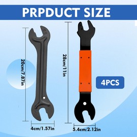 AONAYO 2 pieces cone wrench, pedal wrench, cone key bicycle, pedal wrench set, repair tool for bicycle, 13/14/15/16 mm cone wrench for bicycle hub repair