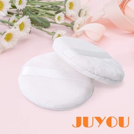 JUYOU 4'' / 10cm Diam Powder Puff, Washable Large Body Puff, Soft & Furry,10 Pieces