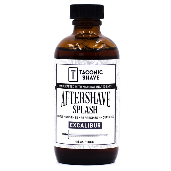 Taconic Shave, Natural Aftershave Splash 4oz. - Excalibur - Skin Cooling, Refreshing and Moisturizing After-Shave Liquid Formula with All-Natural Ingredients - Artisan Made in the USA