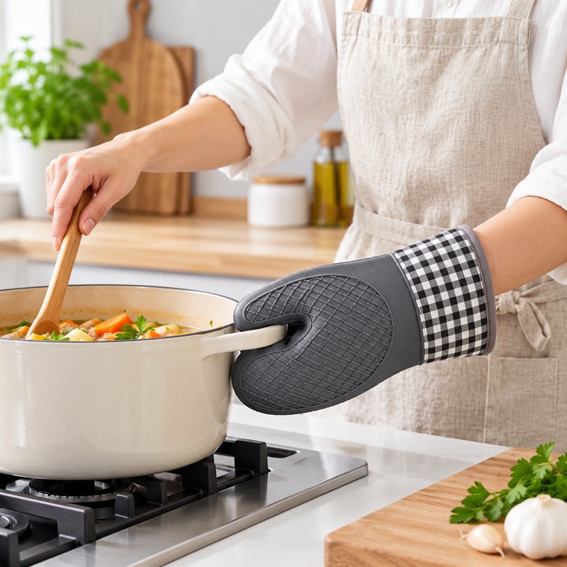 Silicone Oven Mitt for Cooking and Baking – Heat-Resistant Non-Slip