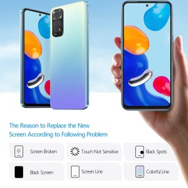 YWLRONG Screen Replacement for Xiaomi Redmi Note 11 2201117TG/2201117TI/2201117TY/2201117TL LCD Display Touch Screen Digitizer Assembly with Kit