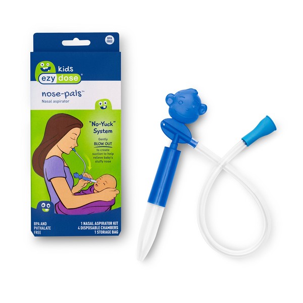 Ezy Dose Kids Nasal Aspirator | Sinus Relief and Snot Sucker for Baby and Toddler | Nose-Pals | 4 Disposable Storage Chambers