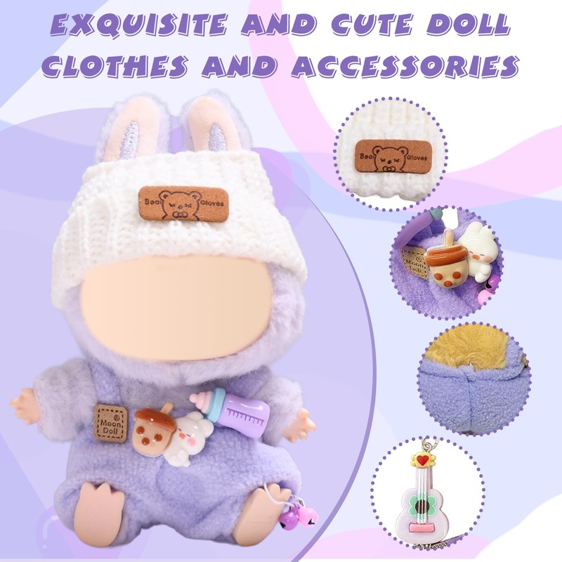 Pack of 3 17 cm Clothes for Plush Dolls, Purple