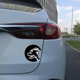 Black Wolf Car Stickers, Waterproof Vinyl Bumper Decals for Windows and Laptops, Removable Auto Decoration for Animal Lovers, 2-Pack B072