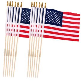 12 Pack 8x12 Inch American Flags for Outside, American Flags on Stick, USA Stick Flag with Handheld and Ground-insertable Multi-Purpose Flagpole Design for 4th of July Decorations, Veterans Day Decorations,Memorial Day Decorations
