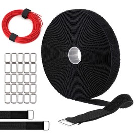 5 m Velcro Cable Ties with 25 Buckles Free Cut to Size Velcro Tape 2 cm Wide Reusable Cable Ties Velcro Tape for Organising Your Cable Cords Hoses