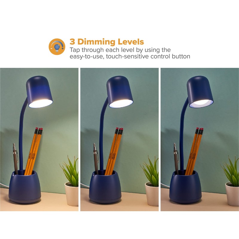 Bostitch Office LED2105-NVY Dimmable Lamp with Storage Cup, Three Brightness