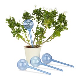 Relaxdays Plant Watering Globes Set, 2-Week Reservoir for Potted Plants, Plastic, Various Colours