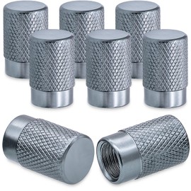 MEAJOO 8PCS Tire Valve Stem Caps, Corrosion Resistant Leak-Proof, with Rubber O-Ring, Universal Wheel Tyre Stem Covers for Cars, SUV, Trucks, Bikes, Motorcycles, Bicycles(Gray)
