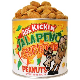 ASS KICKIN’ Jalapeno Cheddar Spicy Hot Peanuts – 12oz - Perfect Premium Ultimate Spicy Snack Gourmet Gift Hottest Peanuts - Try if you dare!