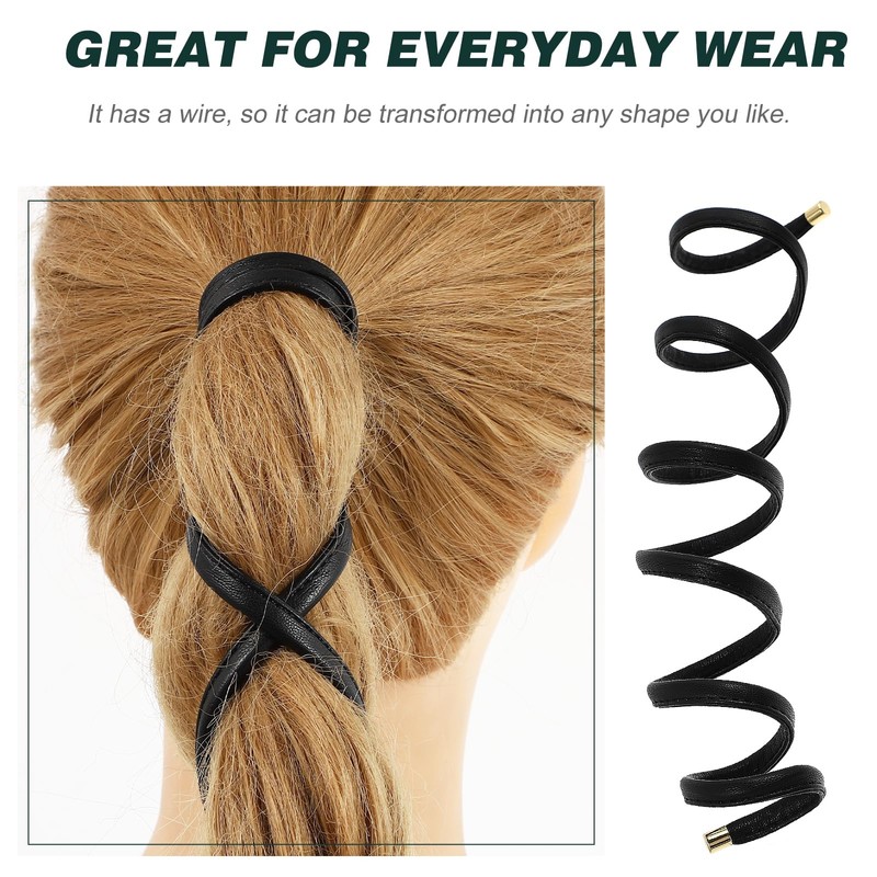 FRCOLOR Spiral Lock Hair Tie Dreadlock Accessory PU Leather Long