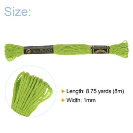 HARFINGTON 12 Skeins Embroidery Floss 8m Each Egyptian Long Fiber Cotton Cross Stitch Thread 26S/2x6 for Embroidery Projects Bracelet, Bright Green
