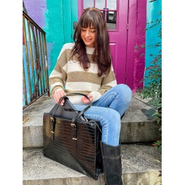 Amaze Professional Laptop Bags for Women 15.6 Inch Waterproof | PU Leather Large Capacity Tote Bag for Ladies | Designer Shoulder Briefcase for Work, Office & Business (Black)