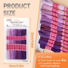 Dercuy Embroidery Floss,12 Skeins Purple Embroidery Thread,Friendship Bracelet String for DIY Making,Embroidery Crafts